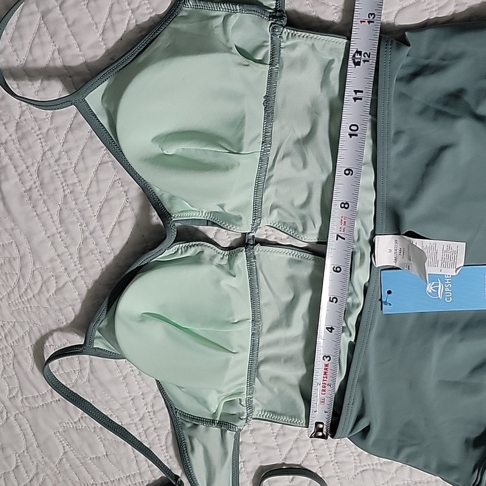 Women's Green One Piece Swimsuit with Unique Cutouts and Structured Bustier - Picture 6 of 11